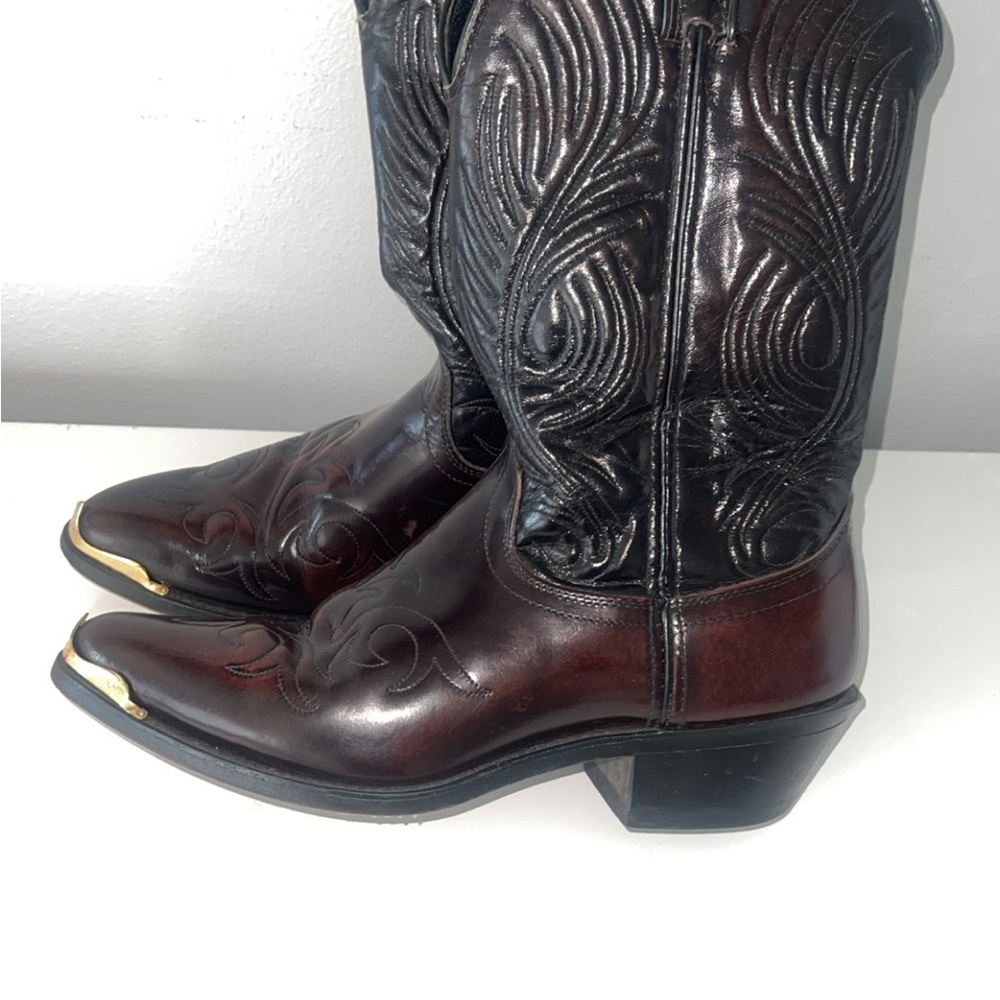 Laredo Black and Gold Leather Cowboy Boots